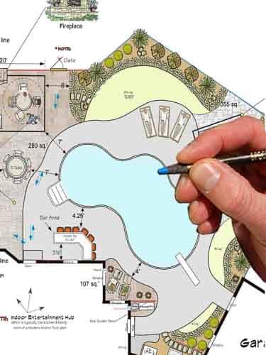 landscape design for backyard with a pool