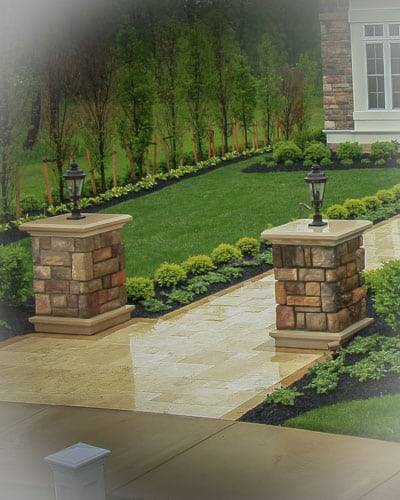 Hardscape Feature pillars front landscaping