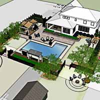 Landscape design created by a professional designer for an inground pool project