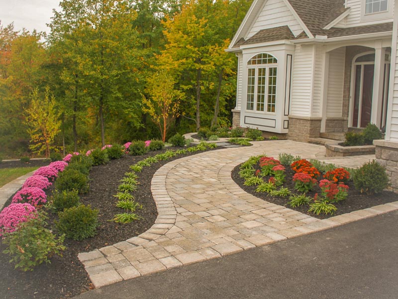 Front yard landscaping and retaining walls