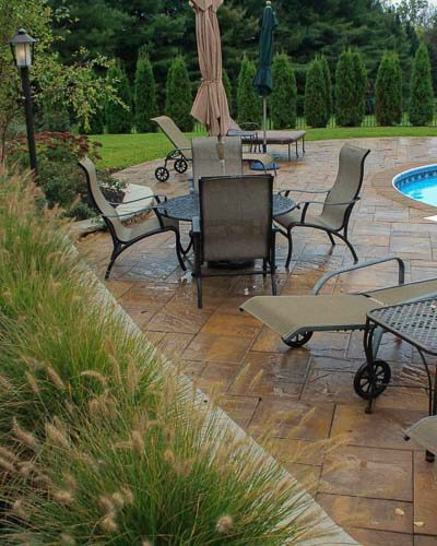 Inground pool, patio, landscaping, plantings