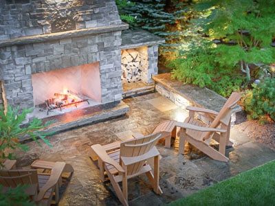 backyard patio and fireplace