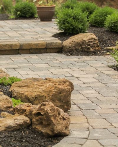 Boulder accent used in front yard