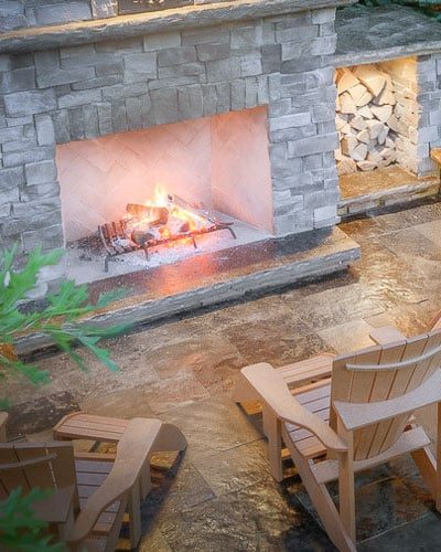 Stone Fireplace, paver patio