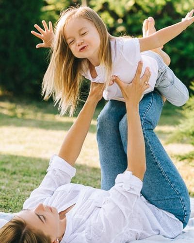 Family enjoying time in the backyard