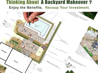 Landscape design for backyard with a pool