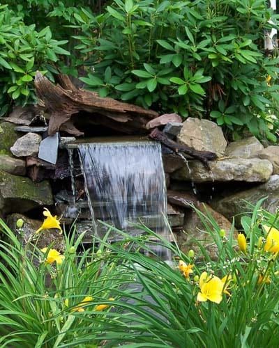 Natural waterfall water feature